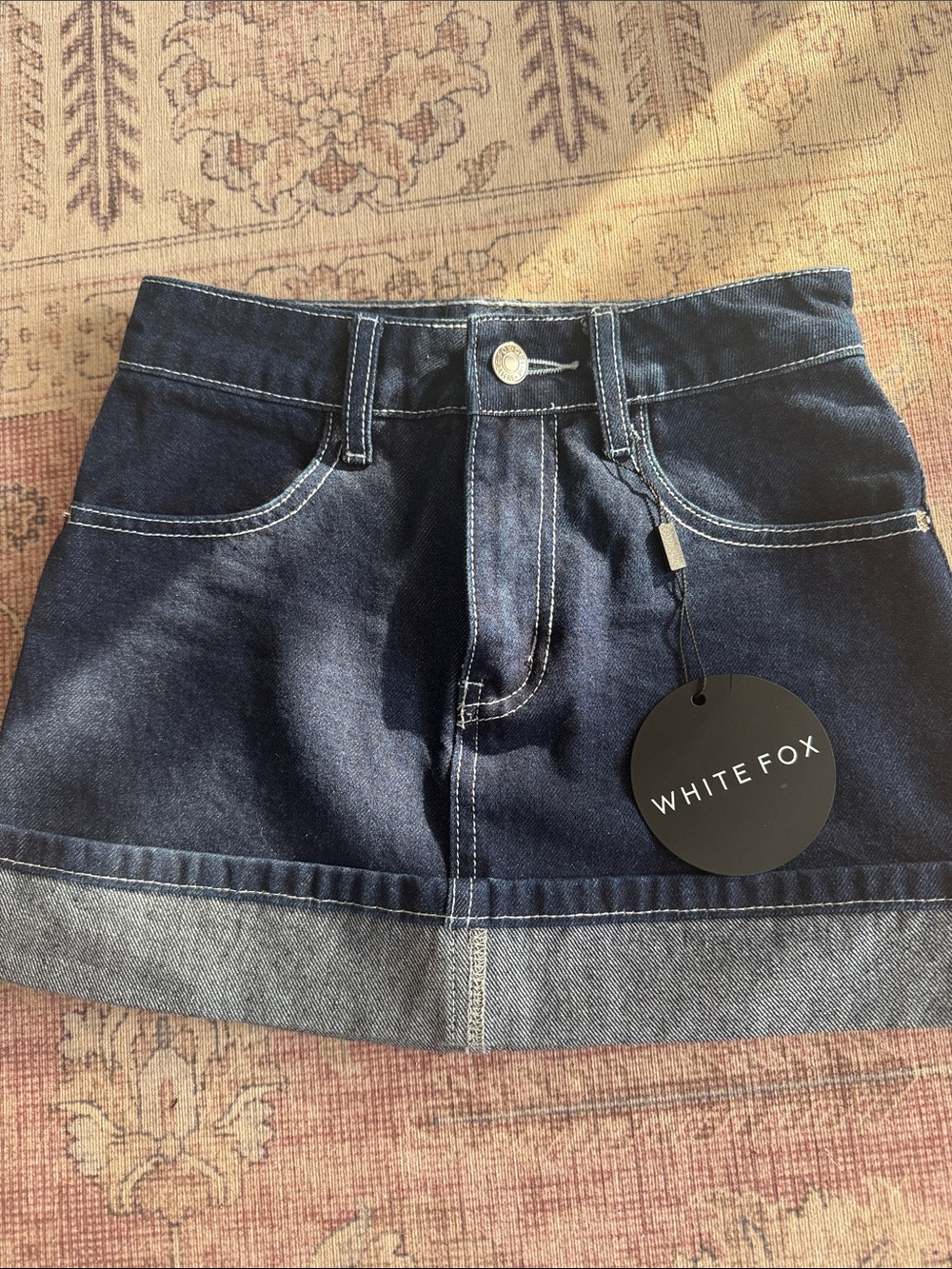 White Fox Boutique Dark Indigo Denim Mini Skirt NWT